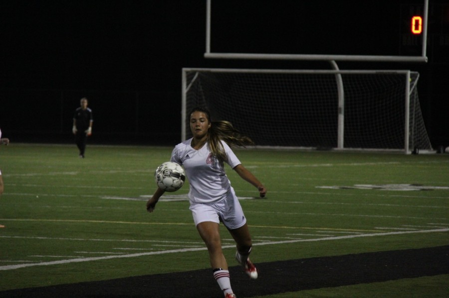 Junior defender Claire Zucker gets ready to trap the ball.