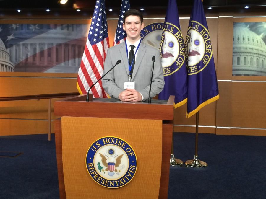 Thats me at the podium that usually belongs to the U.S. House of Representatives. House Minority Leader Nancy Pelosi (D-CA) spoke there just hours later.