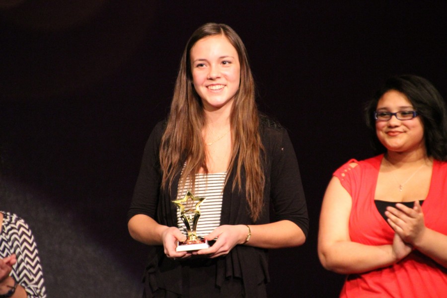 Clingan receiving her audience choice award.