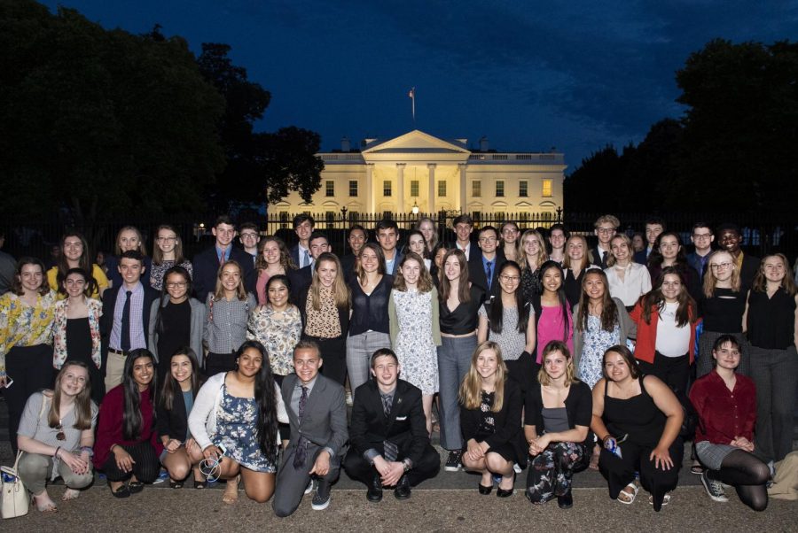 All 51 Free Spirit scholars gather for a group photo in front of the White House at the end of their first full day at the conference. The first day served to familiarize the Free Spirits with the city and showcase several of the nations most culturally significant landmarks.  