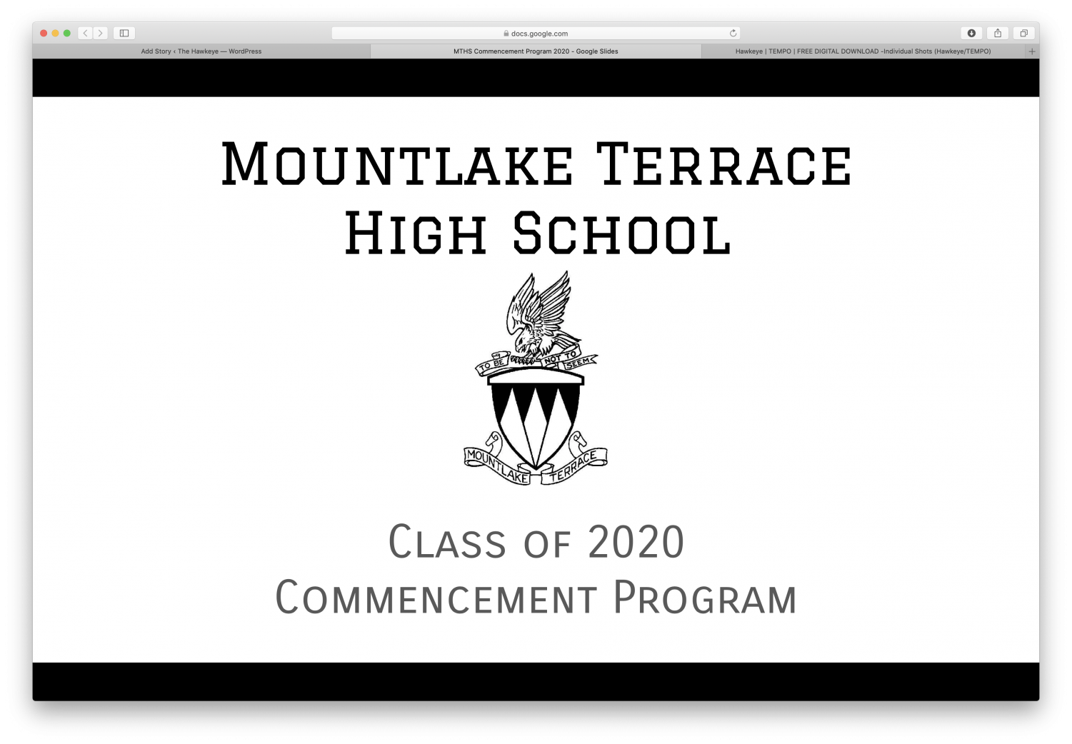 Your Class of 2020 Commencement Program