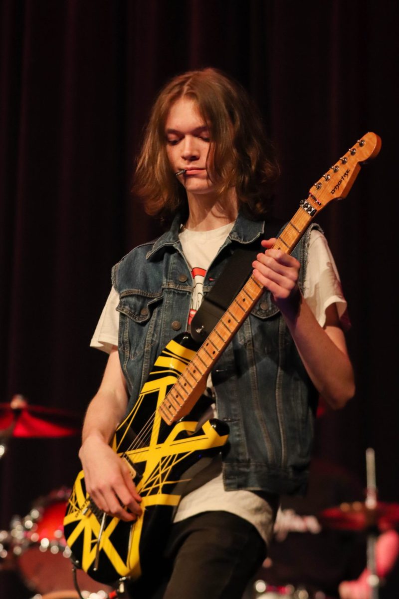 🏆 Seras Top Photo: March🏆 Junior Brody Rees plays guitar in the band Surprise Sandwich as part of the annual Terrace Got Talent competition. 