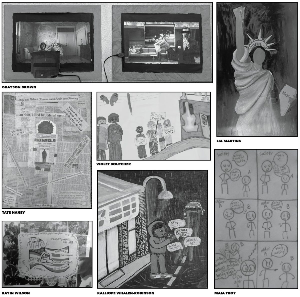 Student artworks from Literature of Social Justice class