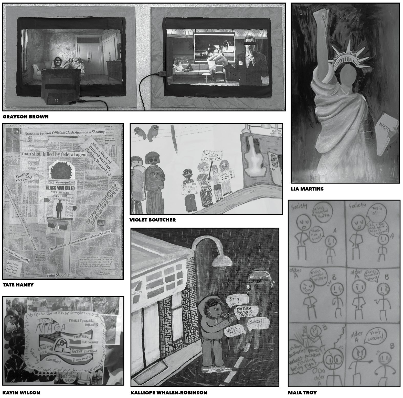 Student artworks from Literature of Social Justice class